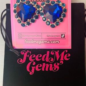 Feed Me Gems Blue Heart Earrings